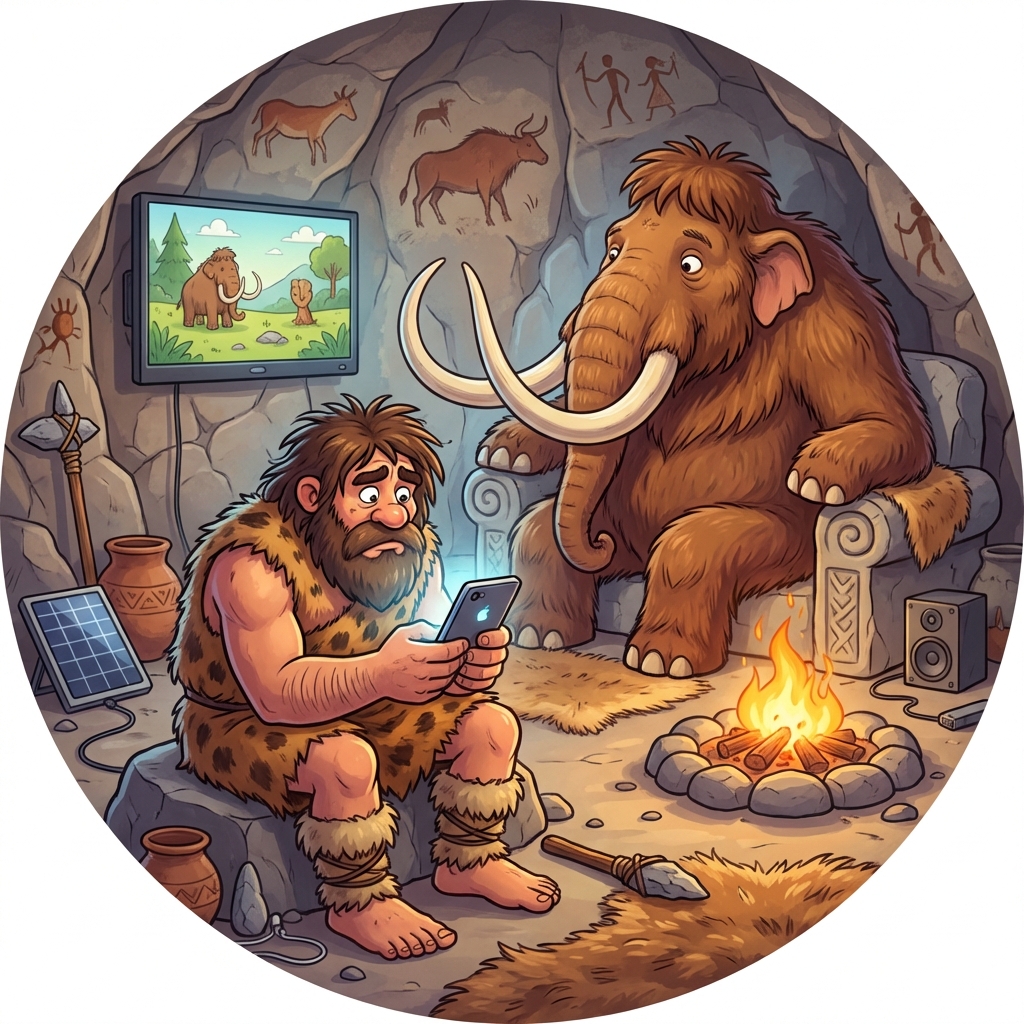 Cavernícola con smartphone